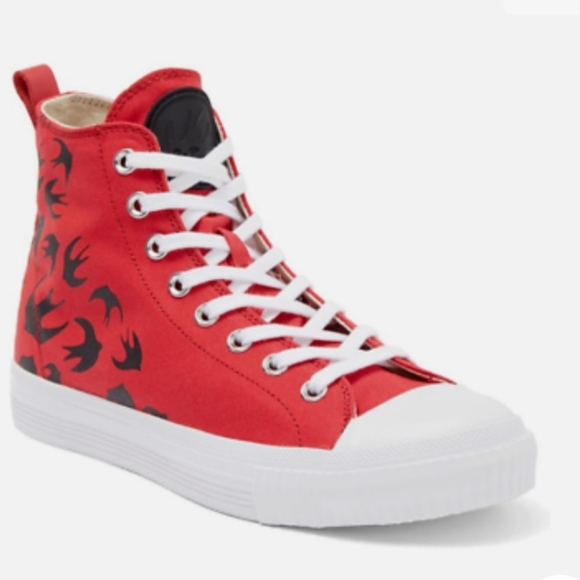 MCQ Alexander McQueen Swallow Swarm Vulcanized HiTop Sneaker Unisex M7/W9 3040 - Picture 6 of 13